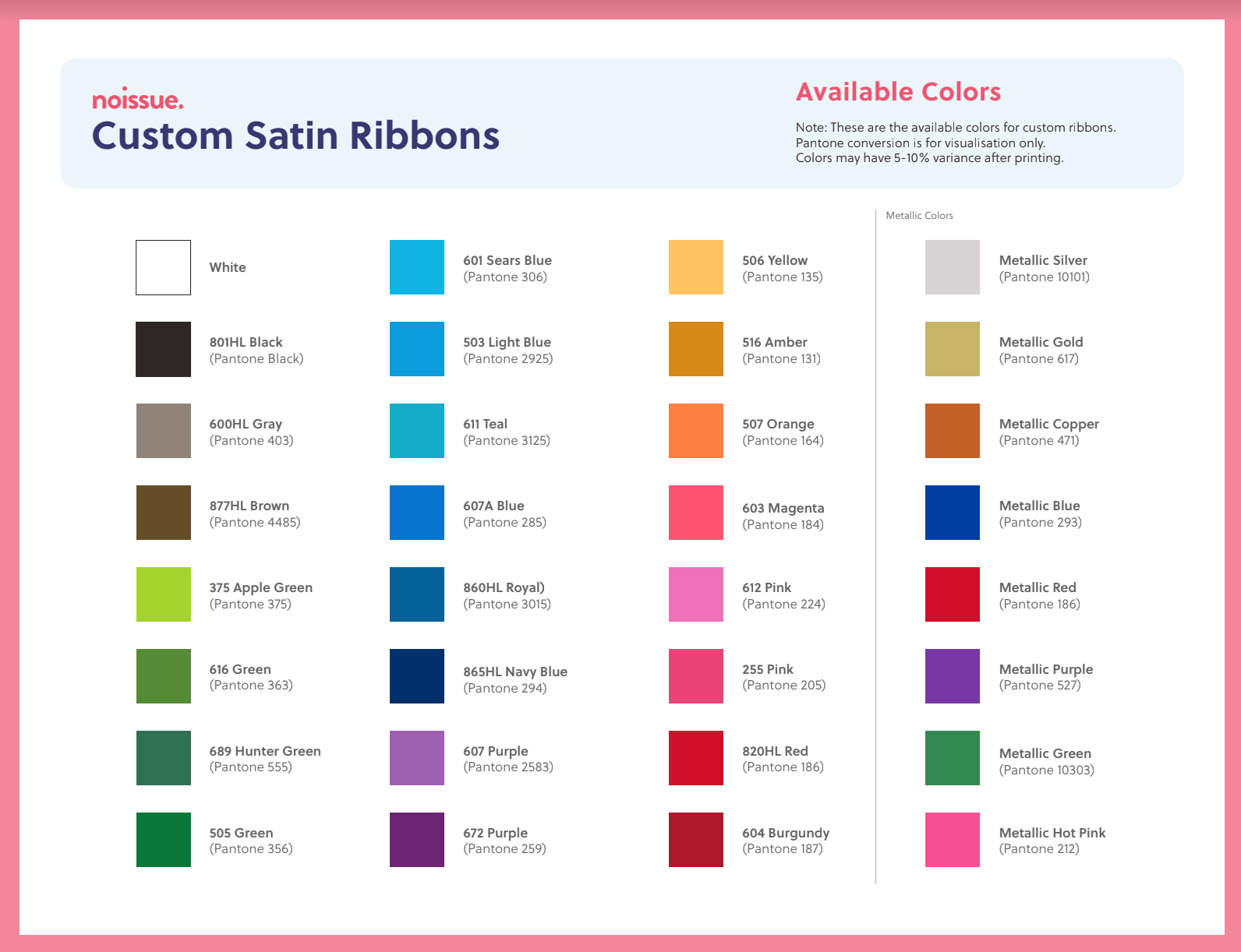 Pantone Matched Thick Satin Ribbon